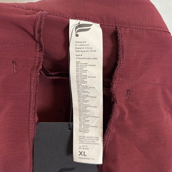 Fabletics Men's The Only Pant in Merlot NWT Size XL - Picture 4 of 4